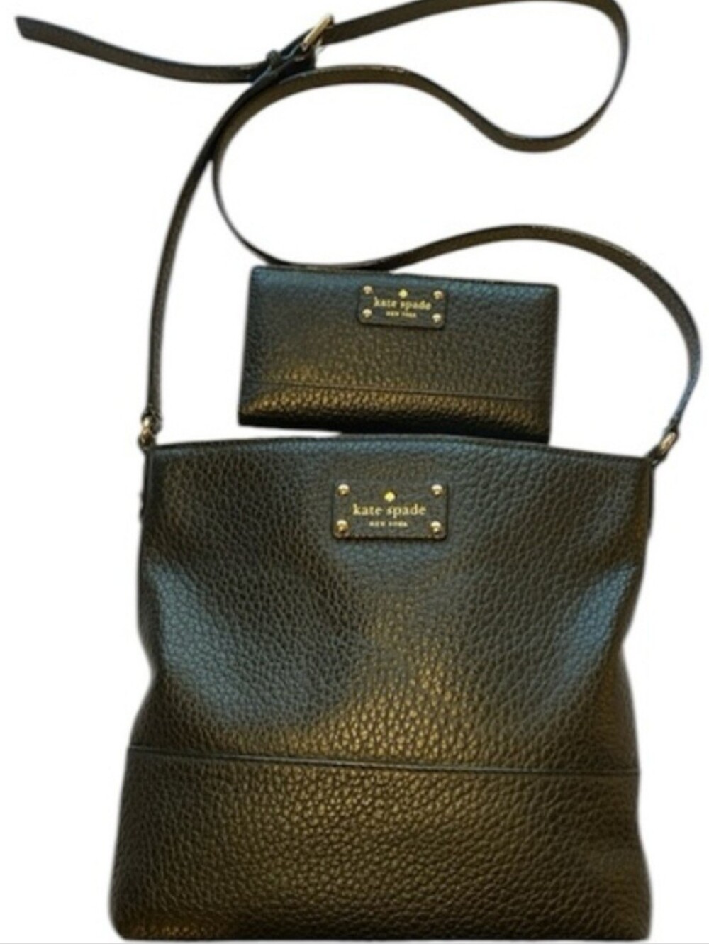 kate spade Black Pebbled Leather Crossbody with Matching Wallet
